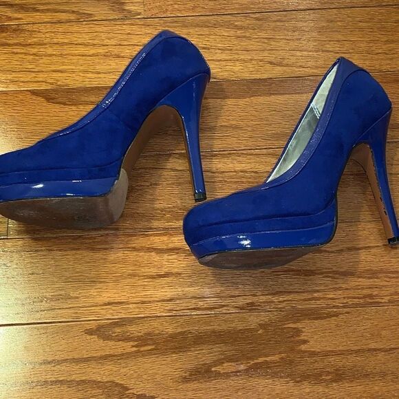 Baby Phat Chance Women's Blue Suede Stiletto Platform High Heel Shoes size 6.5 - Picture 1 of 10